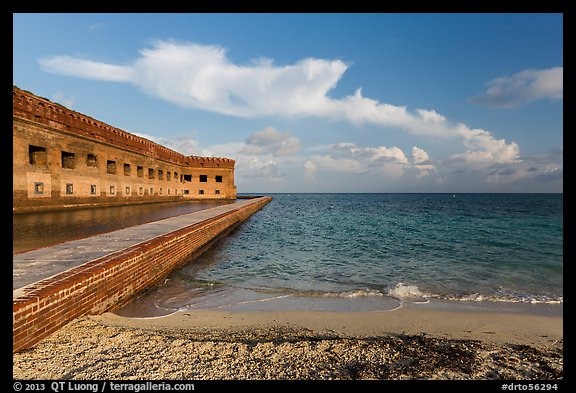 North Beach and Fort Jefferson, early morning. Dry Tortugas National Park (color)