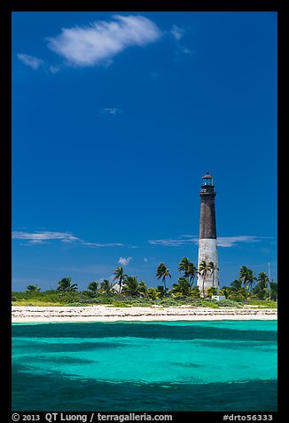 Loggerhead Light, palm trees and turquoise waters. Dry Tortugas National Park (color)