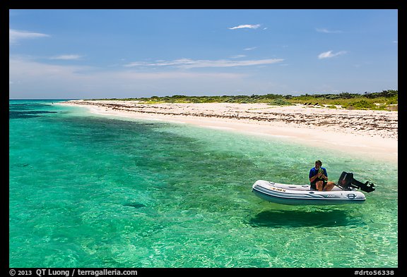 Dinghy on clear waters, Loggerhead Key. Dry Tortugas National Park (color)
