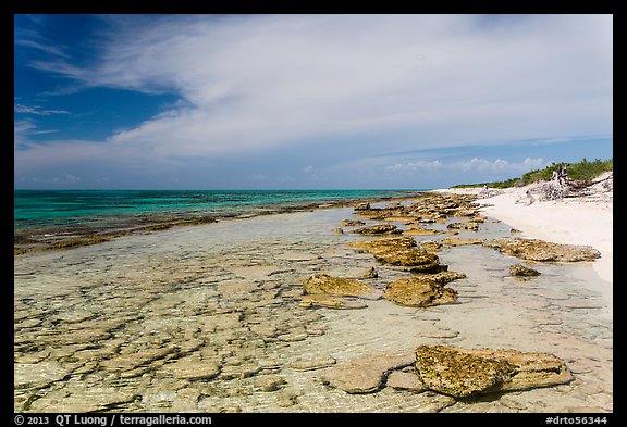 Beach and reef, Loggerhead Key. Dry Tortugas National Park, Florida, USA.