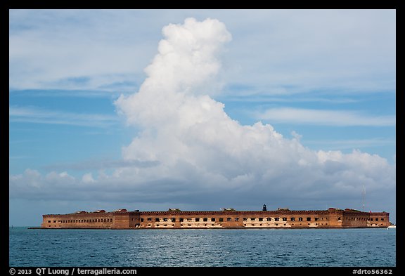 Fort Jefferson and cloud seen from the West. Dry Tortugas National Park (color)