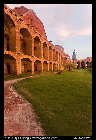 Inside Fort Jefferson at sunset. Dry Tortugas National Park, Florida, USA.