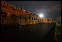 Fort Jefferson at night with Harbor Light. Dry Tortugas National Park ( color)