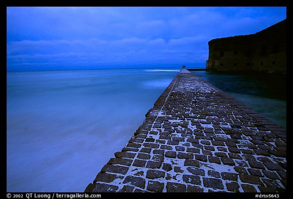 Brick seawall at dusk during a storm. Dry Tortugas National Park (color)
