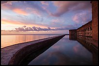 Fort Jefferson seawall, moat and walls at sunset. Dry Tortugas National Park ( color)