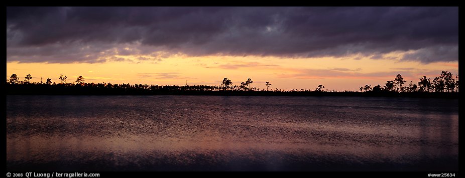 Sunset over lake with dark clouds. Everglades National Park (color)