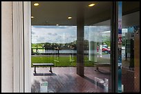 Marsh, Royal Palms Visitor Center window reflexion. Everglades National Park, Florida, USA. (color)