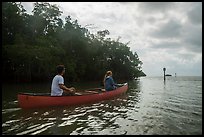 Couple canoeing towards Florida Bay. Everglades National Park ( color)