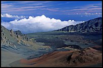 Clouds and Haleakala crater. Haleakala National Park, Hawaii, USA. (color)