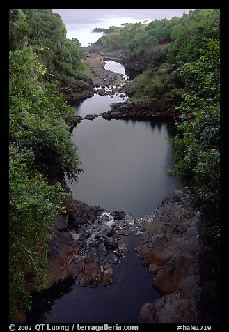 Oho o Stream on its way to the ocean forms Seven sacred pools. Haleakala National Park, Hawaii, USA.