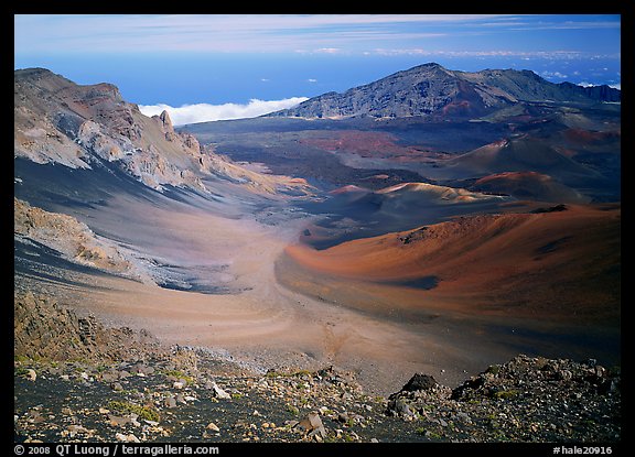 View of Haleakala crater from White Hill with multi-colored cinder. Haleakala National Park (color)