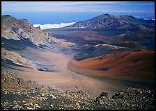 View of Haleakala crater from White Hill with multi-colored cinder. Haleakala National Park, Hawaii, USA. (color)