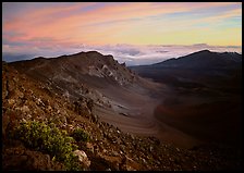 Haleakala crater and clouds at sunrise. Haleakala National Park ( color)