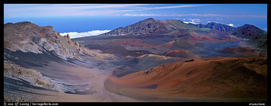 Volcanic landscape with brightly colored ash. Haleakala National Park (color)