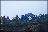 Tourists waiting for sunrise. Haleakala National Park, Hawaii, USA. (color)