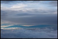 Mauna Kea and Mauna Loa between clouds. Haleakala National Park ( color)