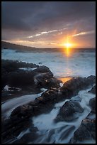 Sunrise over stormy ocean. Haleakala National Park, Hawaii, USA. (color)