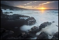 Kuloa Point stormy sunrise. Haleakala National Park, Hawaii, USA. (color)