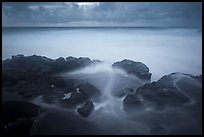 Long exposure of ocean and rocks, Kuloa Point. Haleakala National Park, Hawaii, USA. (color)