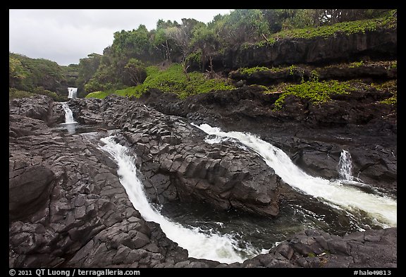 Cascades and waterfalls at the Seven Sacred Pools. Haleakala National Park, Hawaii, USA.