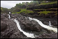 Cascades and waterfalls at the Seven Sacred Pools. Haleakala National Park, Hawaii, USA. (color)