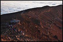 First light hits visitor center on Halekala summit. Haleakala National Park, Hawaii, USA. (color)