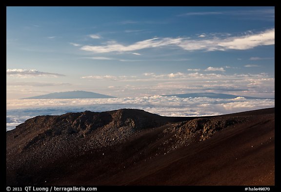 Haleakala Crater, Mauna Kea, and Mauna Loa. Haleakala National Park, Hawaii, USA.