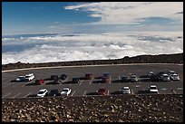 Parking lot, Halekala Crater summit. Haleakala National Park, Hawaii, USA. (color)