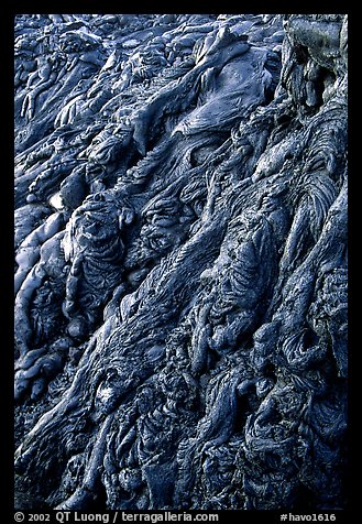 Ripples of hardened pahoehoe lava. Hawaii Volcanoes National Park (color)