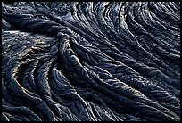 Pattern of fabric-like hardened pahoehoe lava. Hawaii Volcanoes National Park, Hawaii, USA.