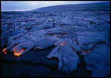 Field of lava flowing at dusk near end of Chain of Craters road. Hawaii Volcanoes National Park ( color)