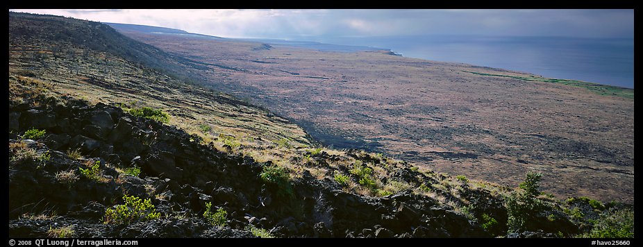 Volcanic landscape with lava rocks. Hawaii Volcanoes National Park (color)