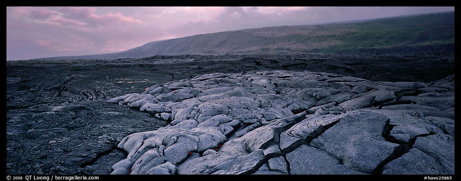 Volcanic scenery with  recent lava flow. Hawaii Volcanoes National Park (color)