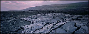 Volcanic scenery with  recent lava flow. Hawaii Volcanoes National Park (Panoramic color)