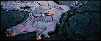 Molten lava flow. Hawaii Volcanoes National Park (Panoramic color)