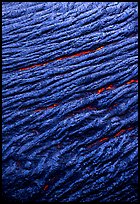 Ripples of flowing pahoehoe lava detail. Hawaii Volcanoes National Park ( color)