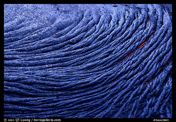 Swirling pattern of flowing pahoehoe lava. Hawaii Volcanoes National Park (color)