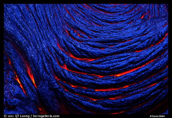 Ripples of hot  pahoehoe lava. Hawaii Volcanoes National Park (color)