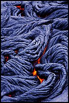 Braids of flowing pahoehoe lava. Hawaii Volcanoes National Park, Hawaii, USA.