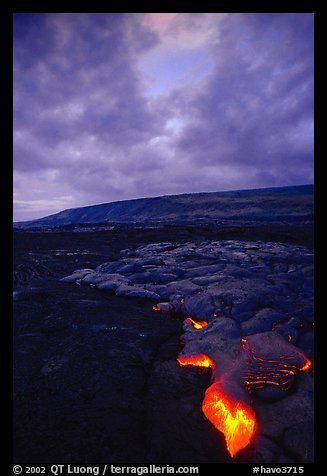 Molten Lava glows at dawn. Hawaii Volcanoes National Park (color)