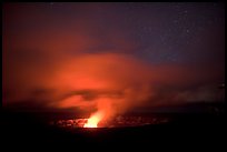 Incandescent illumination of venting gases, Halemaumau crater. Hawaii Volcanoes National Park, Hawaii, USA. (color)