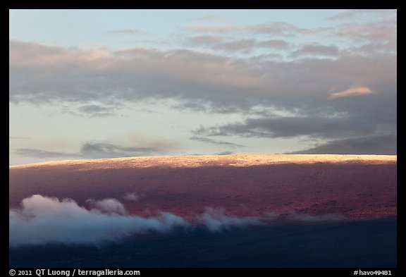 Snow on top of Mauna Loa. Hawaii Volcanoes National Park, Hawaii, USA.