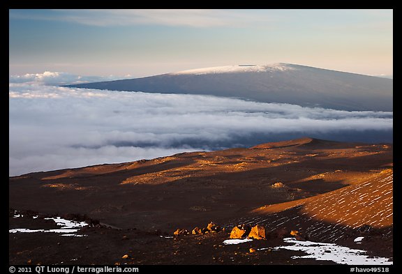 Mauna Loa seen from Mauna Kea. Hawaii Volcanoes National Park (color)