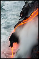 Ribbons of lava flow into the Pacific Ocean. Hawaii Volcanoes National Park ( color)