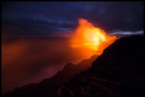 Kilauea lava flows into Pacific Ocean. Hawaii Volcanoes National Park, Hawaii, USA. (color)