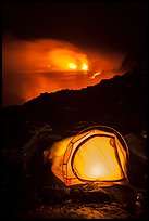 Camping by lava flow next to ocean. Hawaii Volcanoes National Park ( color)