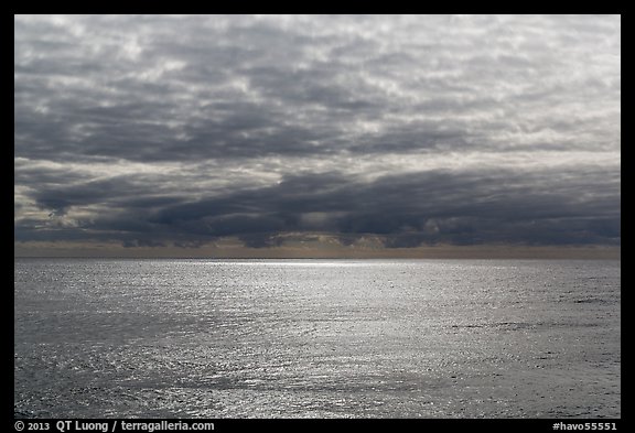 Silvery ocean and clouds, early morning. Hawaii Volcanoes National Park (color)