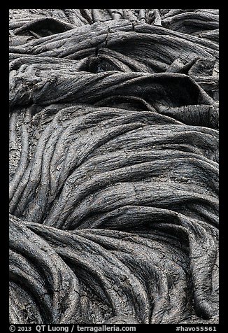 Silvery surface of recent pahoehoe lava. Hawaii Volcanoes National Park (color)