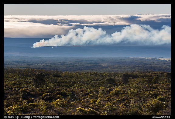 Halemaumau plume spread by trade winds. Hawaii Volcanoes National Park (color)
