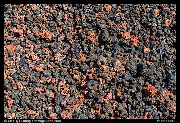Ground close-up with multicolored lava, Mauna Loa. Hawaii Volcanoes National Park (color)
